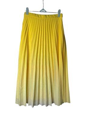 Zara TRF Pleated A-Line Midi Skirt Size S Yellow Ombre Gradient Lined